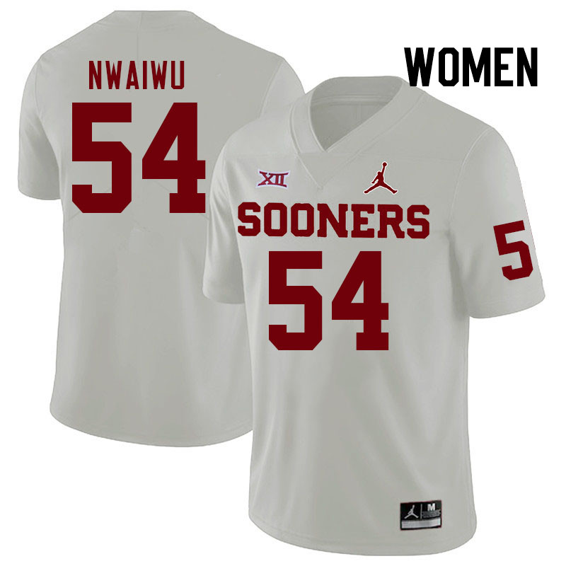 Women #54 Febechi Nwaiwu Oklahoma Sooners College Football Jerseys Stitched-White